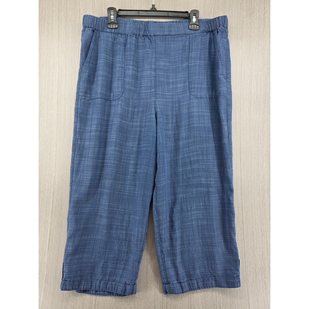 Alfred Dunner Wide Leg High Rise Capri Lyocell Lightweight Blue Pants Womens 16